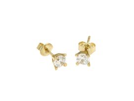 Oorknoppen CZ 34 geelgoud chaton zirkonia 4,50 mm