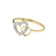 Ring 66 dubbel hart geelgoud zirkonia