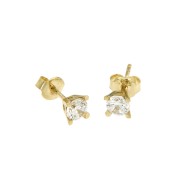 Oorknoppen CZ 34 geelgoud chaton zirkonia 4,50 mm