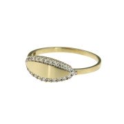 Ring 83 graveerplaat geelgoud zirkonia