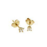 Oorknoppen CZ 31 geelgoud chaton zirkonia 3,00 mm 
