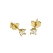 Oorknoppen CZ 32 geelgoud chaton zirkonia 3,50 mm 