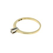 Solitairring bicolorgoud 4 poot met zirkonia 0,05 ct