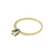 Solitairring bicolorgoud 4 poot met zirkonia 0,10 ct