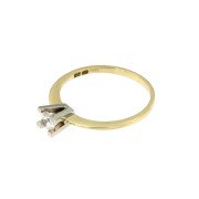 Solitairring bicolorgoud 4 poot met zirkonia 0,25 ct