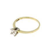 Solitairring bicolorgoud 4 poot met zirkonia 0,40 ct