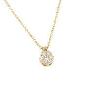 Collier diamant bloem hanger inclusief collier 42-45 cm HSI 0,10 ct geelgoud