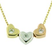 Symbol Chain '47' 3x hartjes mini zirkonia 42-45 cm
