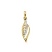 Hanger fantasie blad geelgoud zirkonia 17 mm