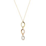 Collier Drie Hangers Ovaal zirkonia tricolor