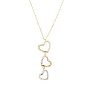 Collier Drie Hangers Hartje zirkonia tricolor