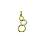 Hanger fantasie 3x open cirkel geelgoud zirkonia 19 mm