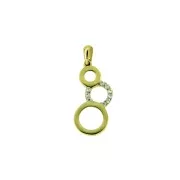 Hanger fantasie 3x open cirkel geelgoud zirkonia 19 mm